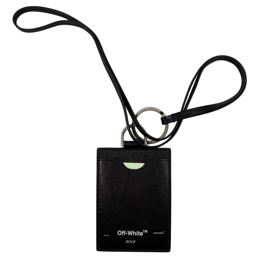 15-96(2) OFF-WHITE x VIRGIL ABLOH Leather Badge Card Holder Black